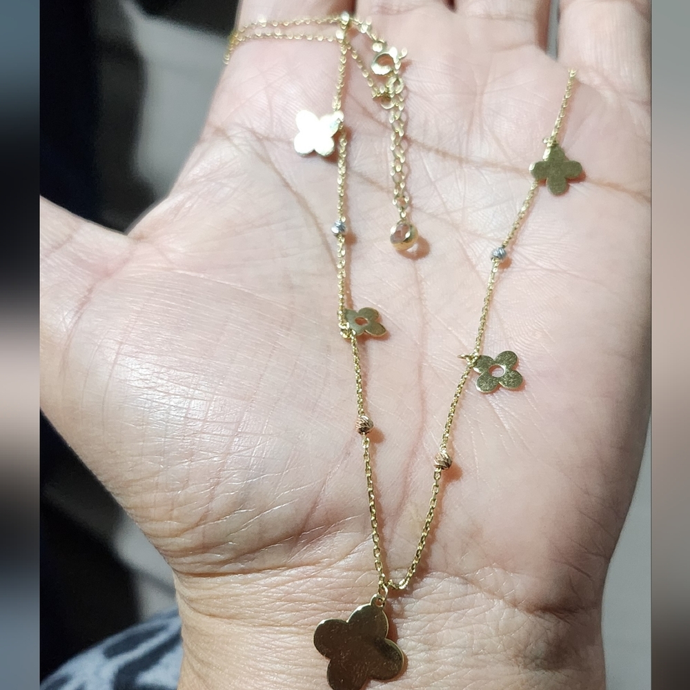 guaranteed real 14k solid gold clover choker size 18 - Picture 5 of 6